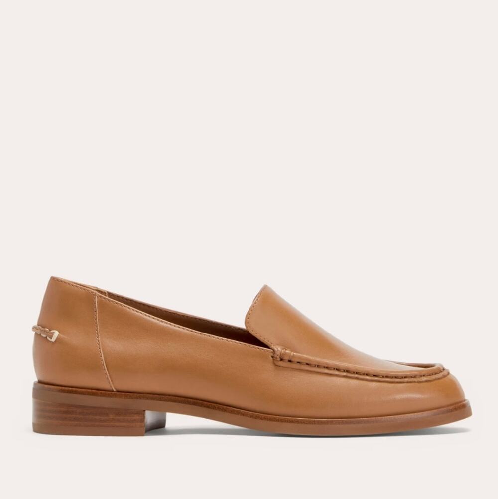 Everlane Modern Loafer Camel Tan Leather Slip On Stacked Heel NEW  11